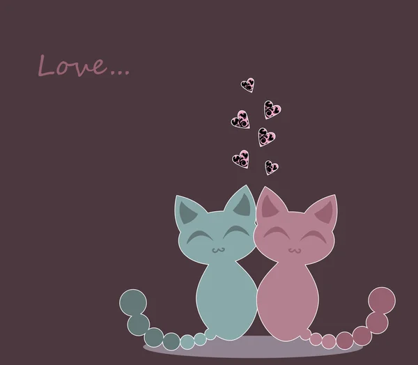 Cute kittens in love — Stock Vector