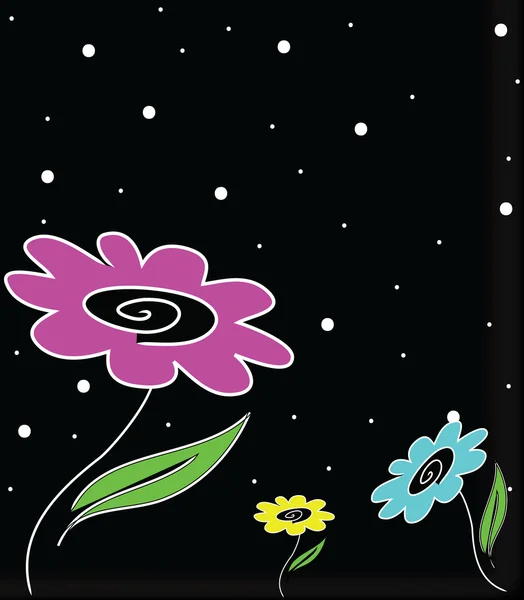 夜背景に花 — ストックベクタ