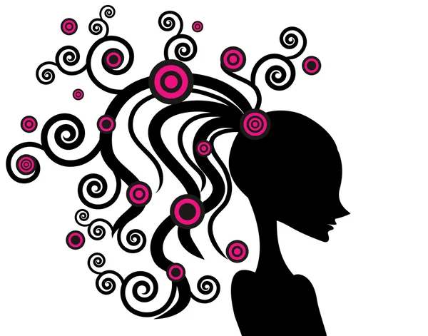soyut saçlı kızla vektör