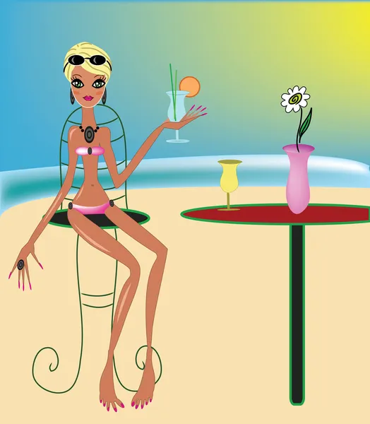 sevimli kız sahilde