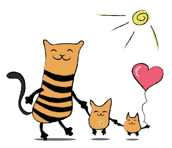 Famille chat heureux — Image vectorielle