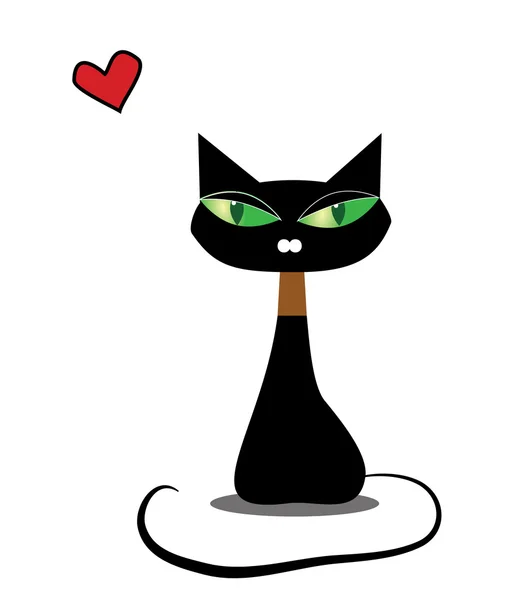 Cute black cat in love — Stock Vector