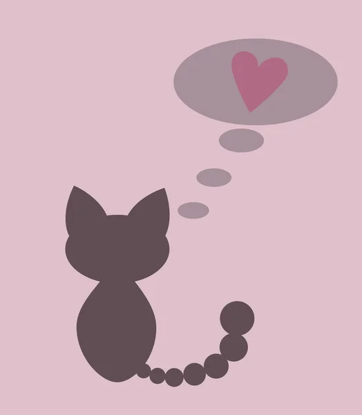 Kitten in love card — Stock Vector