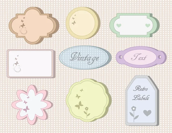 Cute vintage labels and tags for wedding, bridal or baby showers and Birthdays — Stock Vector