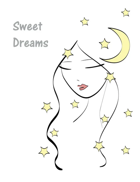 Dormir doodle fille — Image vectorielle