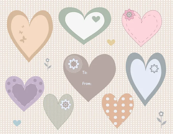 Set of cute vintage heart tags — Stock Vector