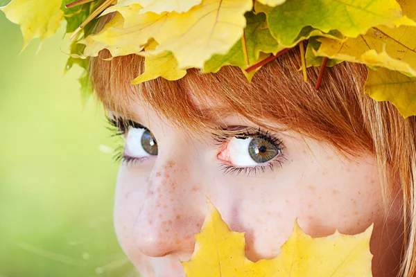 Çelenk içinde bir güzel genç redhead genç kadın portresi — Stok fotoğraf