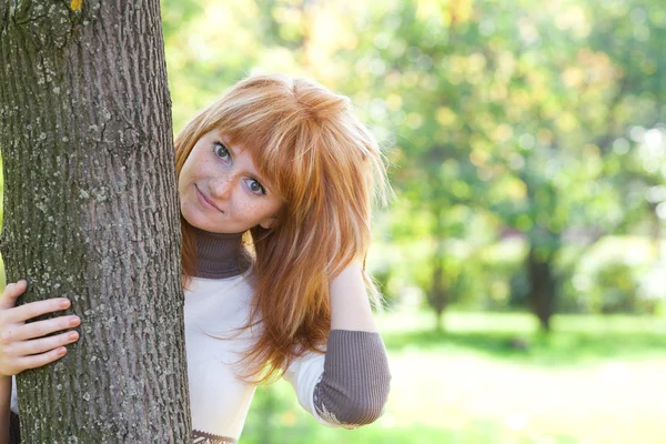 Portrait of a beautiful young redhead teenager woman — Stock Photo, Image