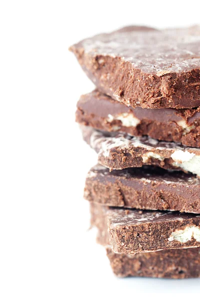 Pila di cioccolato isolato su bianco — Foto Stock