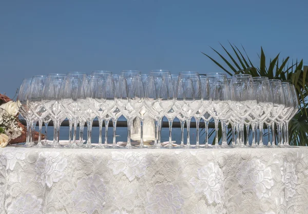 Glasses on a catering setting table — Stock Photo, Image