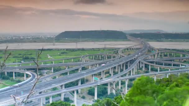 Time lapse of interchange, Taiwan — Stock Video