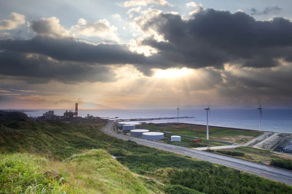 林口火力発電所の日没 — ストック写真