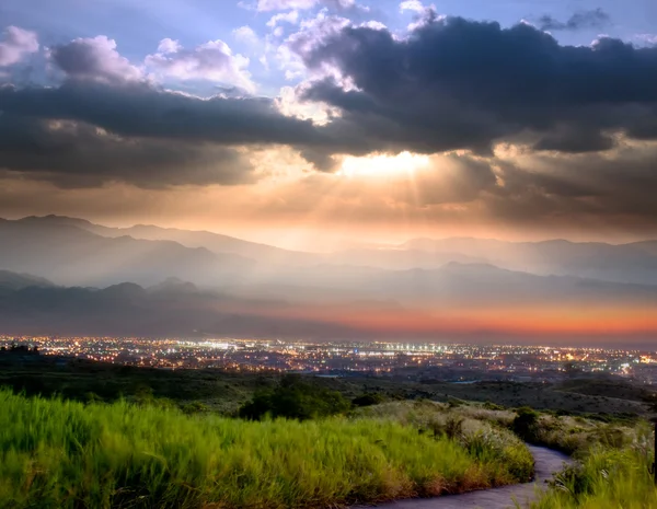Złoty mang trawy i zachód słońca, Tajwan — Zdjęcie stockowe