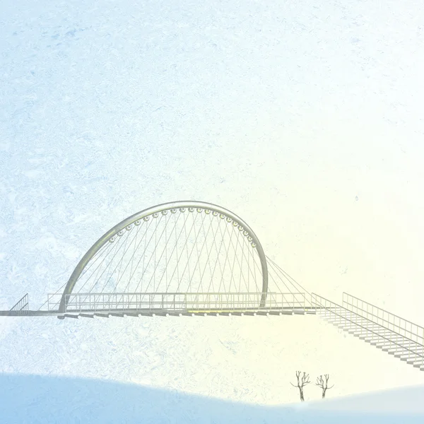 冰背景与大桥 — 图库照片