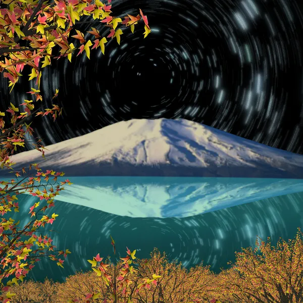 Night view of Mount Fuji in Fall — Stock Photo, Image