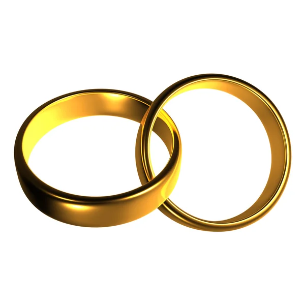 Pár zlatých snubních prstenů — Stock fotografie