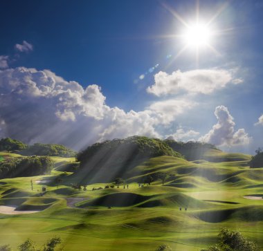golf sahasındaki günbatımı