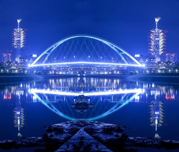 Vuurwerk show van de stad van Taipeh, taiwan — Stockfoto