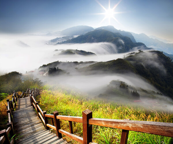 Dramatic clouds with mountain