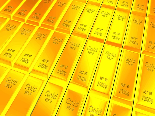 Makro pohled na řádky zlatých prutů — Stock fotografie