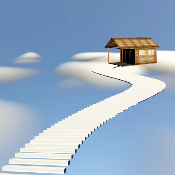 Way to small house — Stock Photo, Image