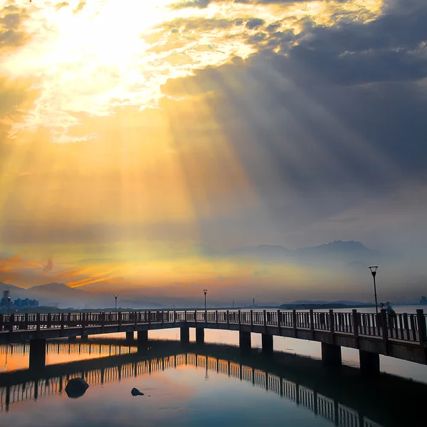 Tamsui gün batımı, yeni taipei, Tayvan — Stok fotoğraf