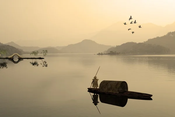 Malstil der chinesischen Landschaft — Stockfoto