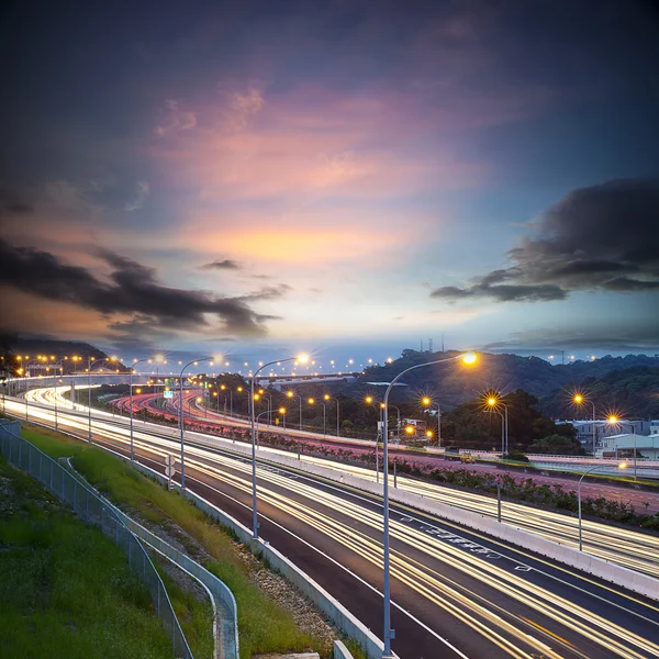 Highway light trails — Stock Photo, Image