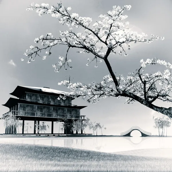 水墨画 風景写真素材、ロイヤリティフリー水墨画 風景画像