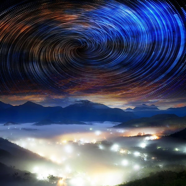 Yüksek dağın galaxy ile — Stok fotoğraf
