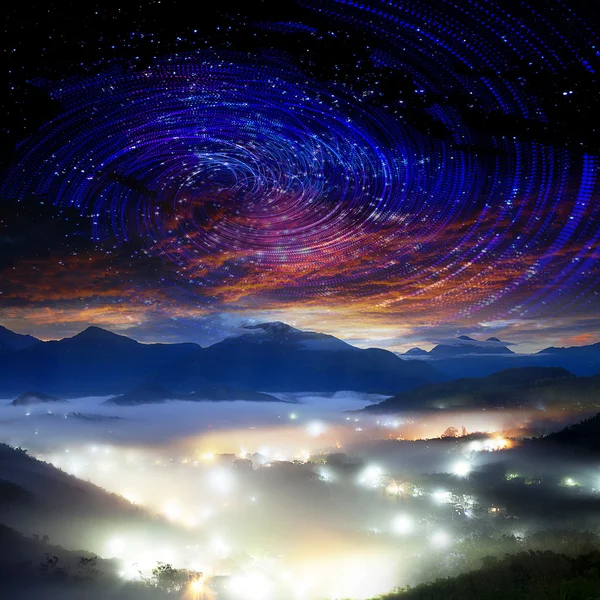 High mountain with galaxy — Stock Photo, Image