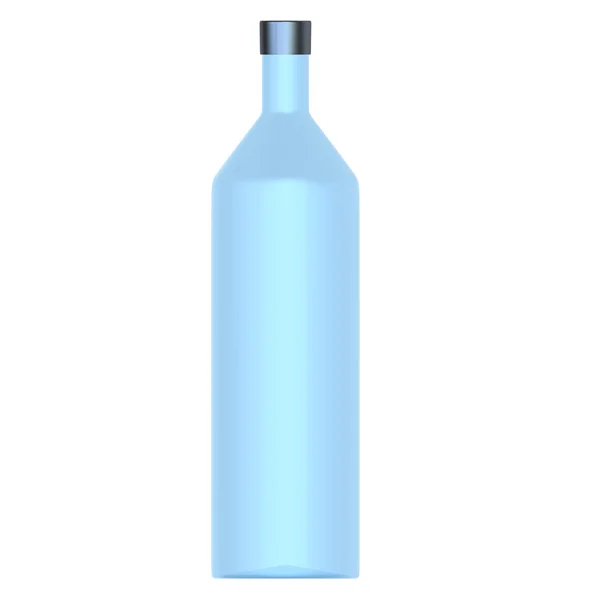 Glass vodka bottle with silver cap — Stock Photo, Image