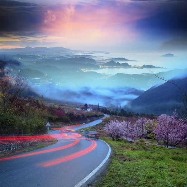 アスファルトの道路と海 — ストック写真