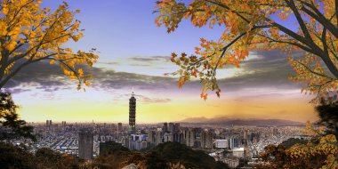 Tam Görünüm Taipei, Tayvan akşam