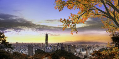 Tam Görünüm Taipei, Tayvan akşam