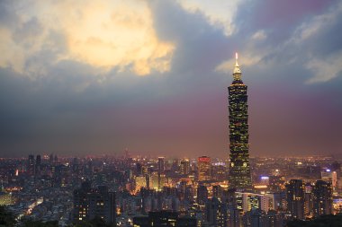 Tam Görünüm Taipei, Tayvan akşam