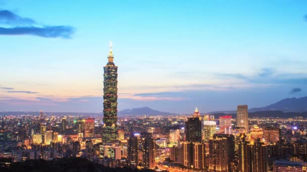 Bela vista da noite de Taipei, Taiwan — Vídeo de Stock