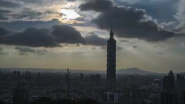 Časová prodleva pěkný pohled na Tchaj-pej — Stock video