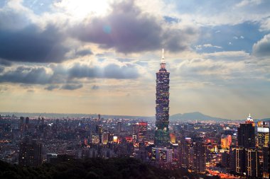 güzel manzara Taipei, Tayvan akşam