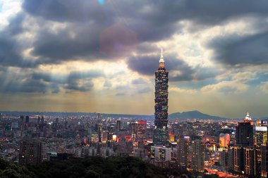 güzel manzara Taipei, Tayvan akşam