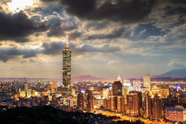 Tam Görünüm Taipei, Tayvan akşam