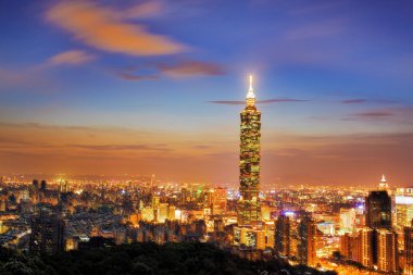 Tam Görünüm Taipei, Tayvan akşam