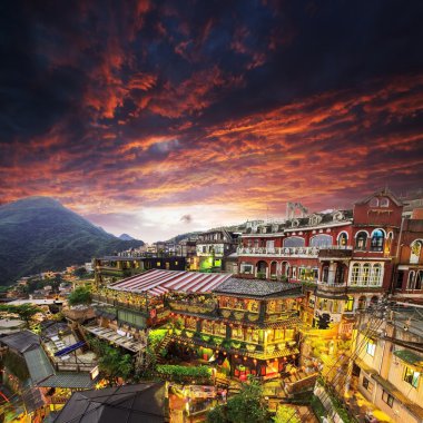 Hillside bağlıyordun içinde jiufen, Tayvan.