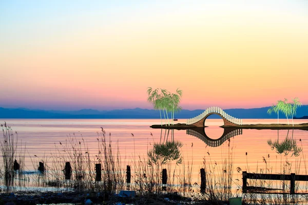 Bonito atardecer río — Foto de Stock