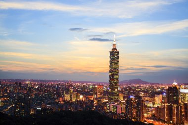 xinyi ilçe şehir manzarası taipei, Tayvan.