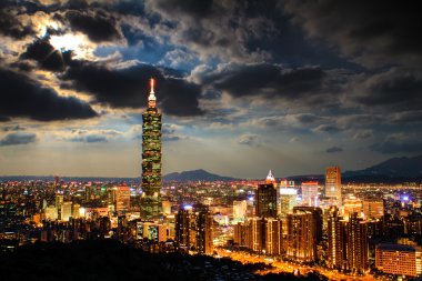 xinyi ilçe şehir manzarası taipei, Tayvan.