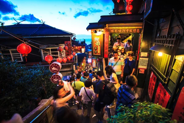 Paisagens na montanha à beira-mar em Jiufen, Taiwan — Fotografia de Stock