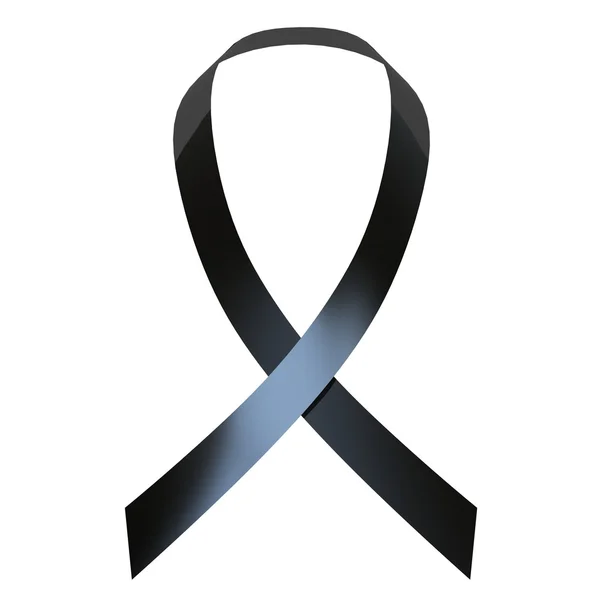 Black awareness ribbon on white background — Stock Photo, Image
