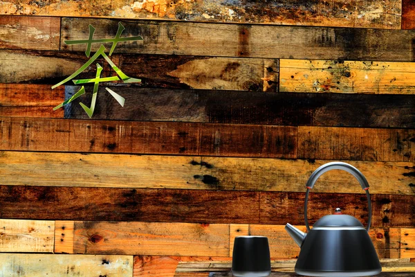 Kopp te och mynta med fin bakgrund — Stockfoto