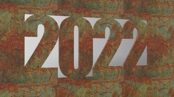 Year 2022 Written Old Vintage Letterpress Type — Stock Photo, Image